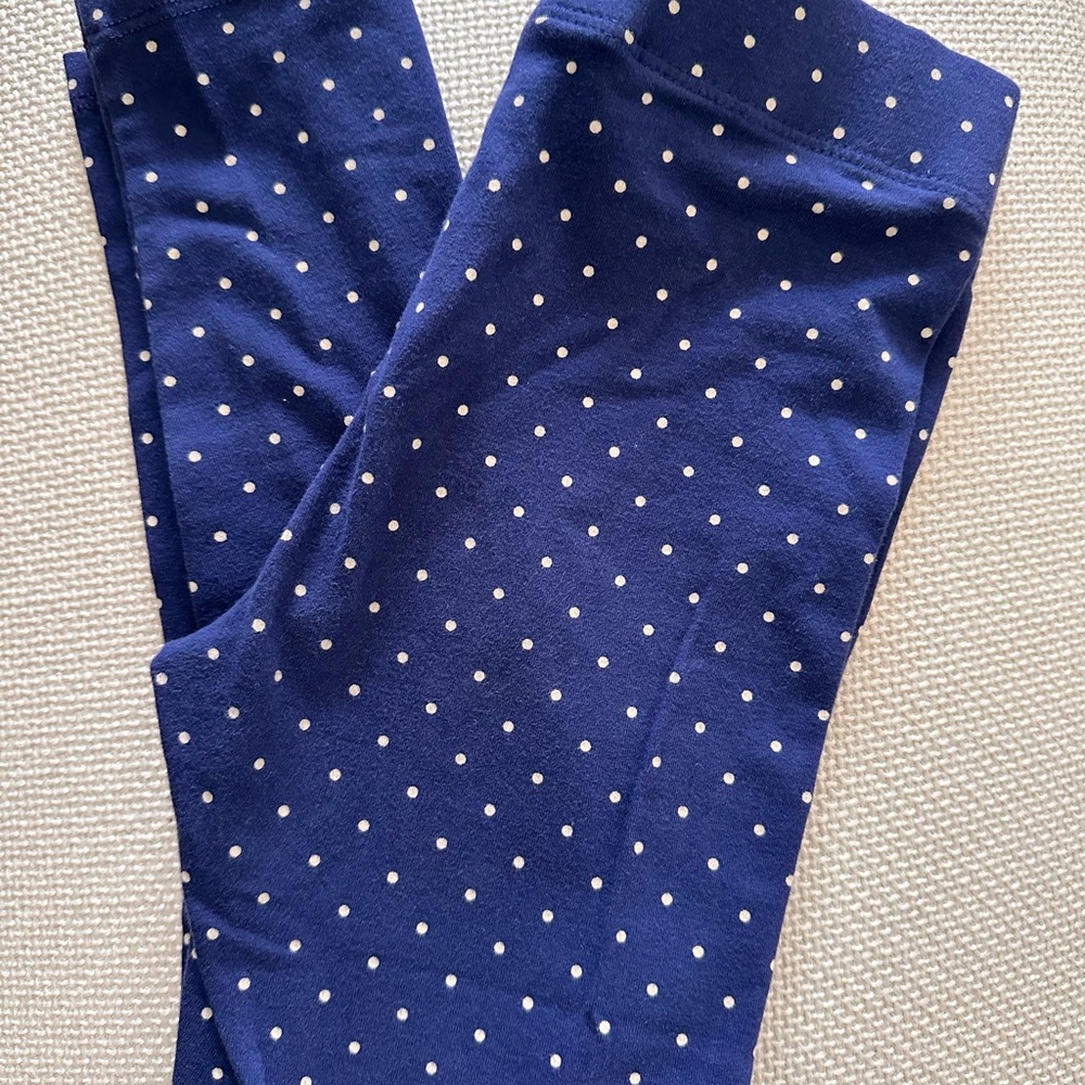 Mini Boden Navy Leggings with White Polka Dots